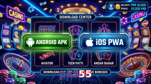 Main screen of Pk555 download page for PK players