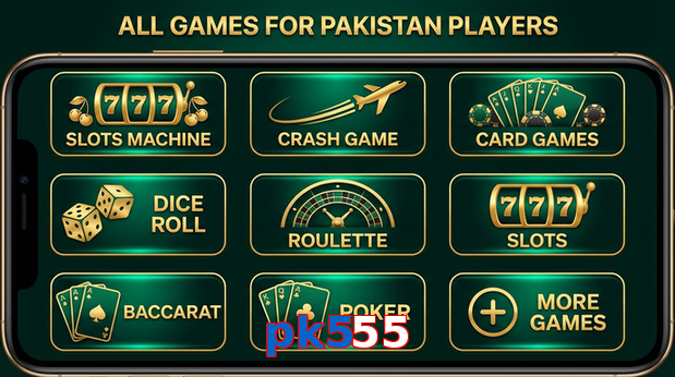 Main screen of Pk555 games page for PK players